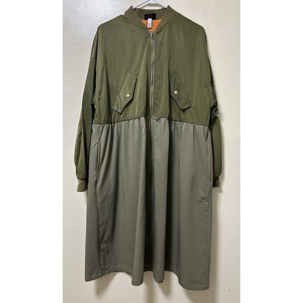 Lazy Oaf Women's Green Pilots Bomber Midi Dress - Size Large - Picture 4 of 9